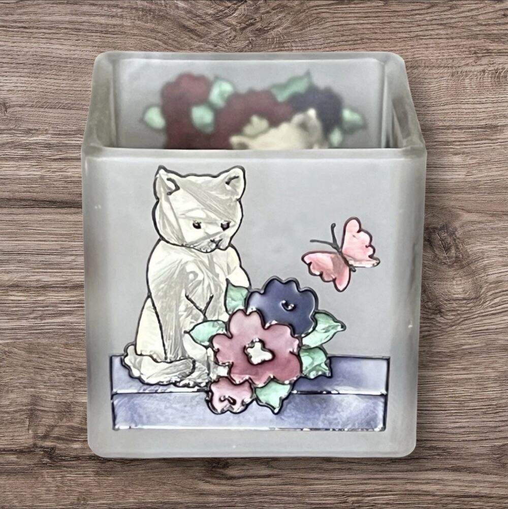 Candle Holder Joan Baker Designs Handpainted Stained Glass Votive Blue Bird
